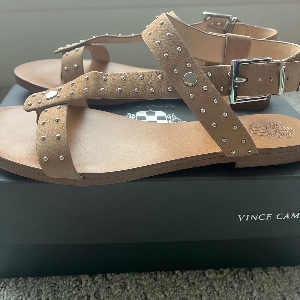 Vince Camuto Brown Studded Sandals - Picture 7 of 8